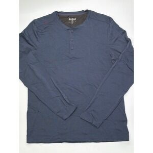 Rhone Mens Long Sleeve Henley Shirt Navy Blue Performance Size M RN141364